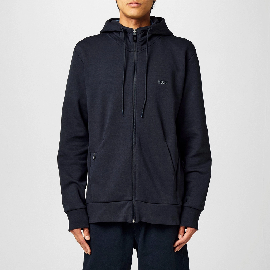 Hugo Boss Stretch Zip Up Hoodie - Navy 402